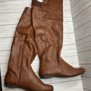 Brown Leather Knee-High Boots